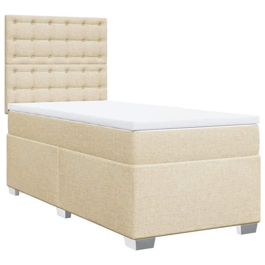 Sommier à lattes de lit avec matelas Crème 80x200 cm Tissu - 3