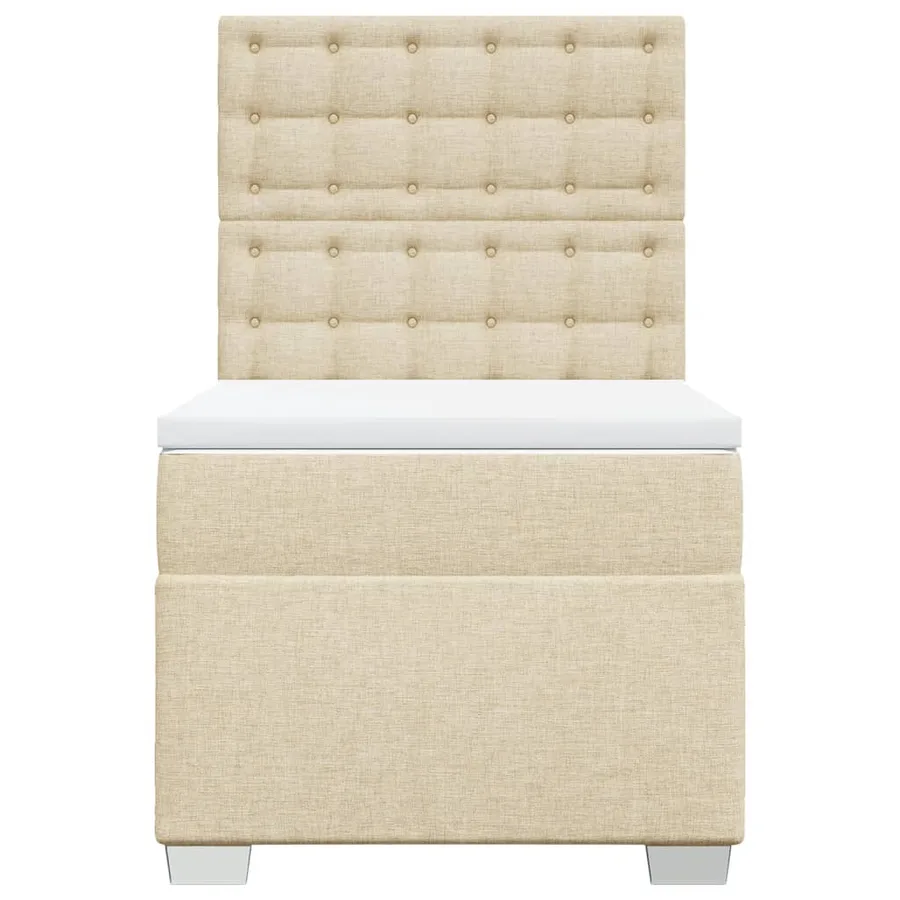 Sommier à lattes de lit et matelas Crème 90x190 cm Tissu - 6