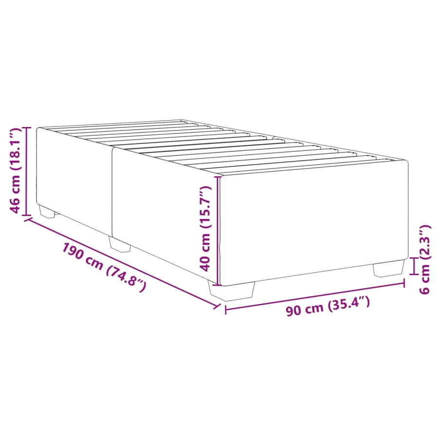 Cadre de lit sans matelas taupe 90x190 cm tissu - 9
