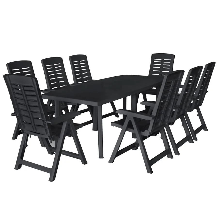 9 pcs outdoor dining set Plastic Anthracite