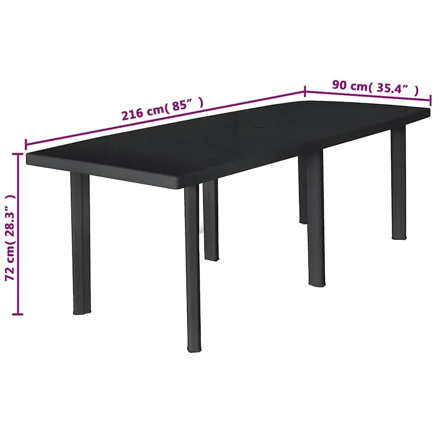 Ensemble à manger d'extérieur 9 pcs Plastique Anthracite - 14