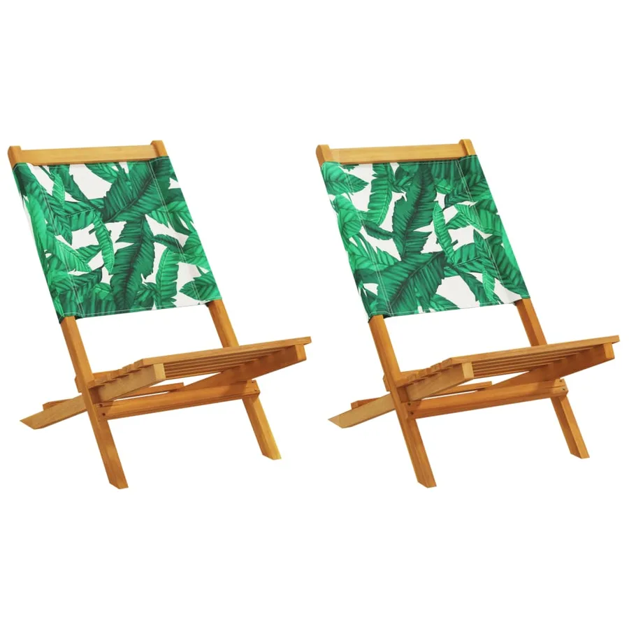 Chaises de jardin pliantes lot de 8 vert tissu et bois massif - 2