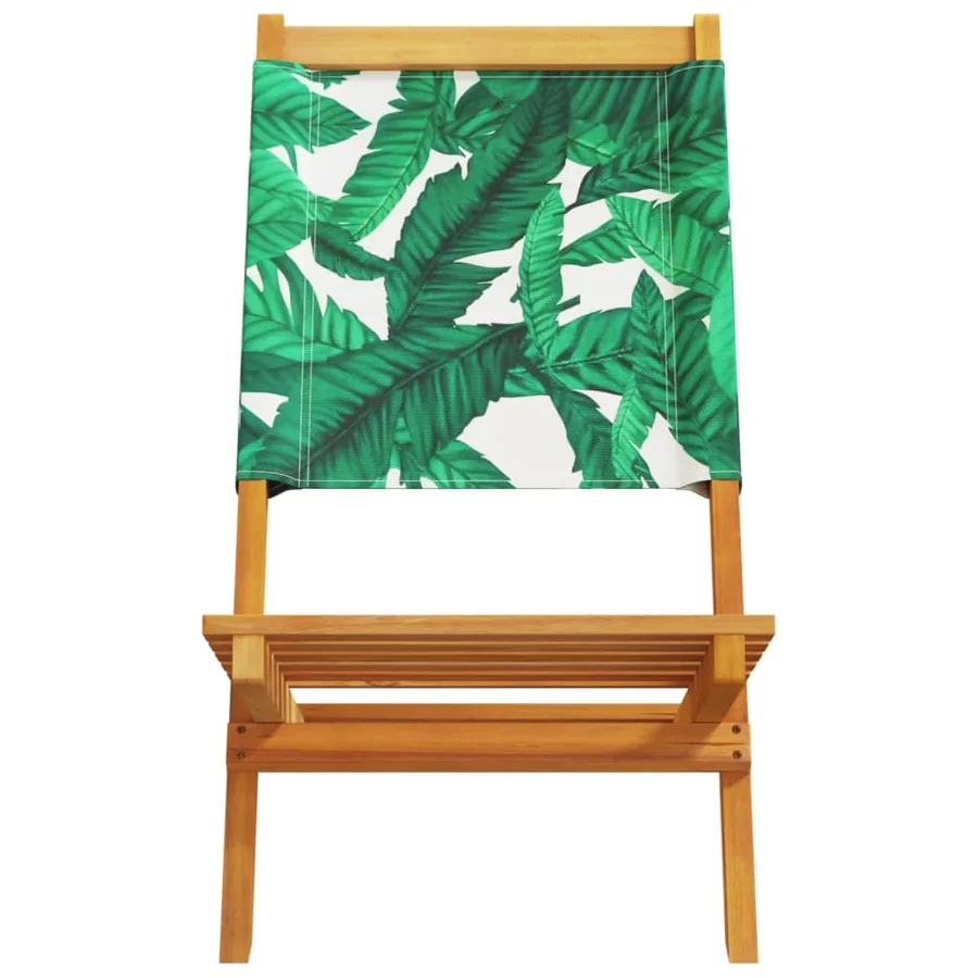 Chaises de jardin pliantes lot de 8 vert tissu et bois massif - 5