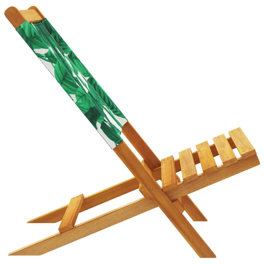 Chaises de jardin pliantes lot de 8 vert tissu et bois massif - 6
