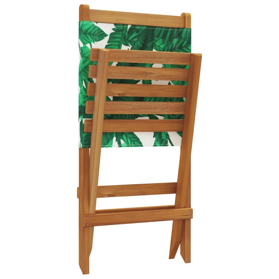 Chaises de jardin pliantes lot de 8 vert tissu et bois massif - 8