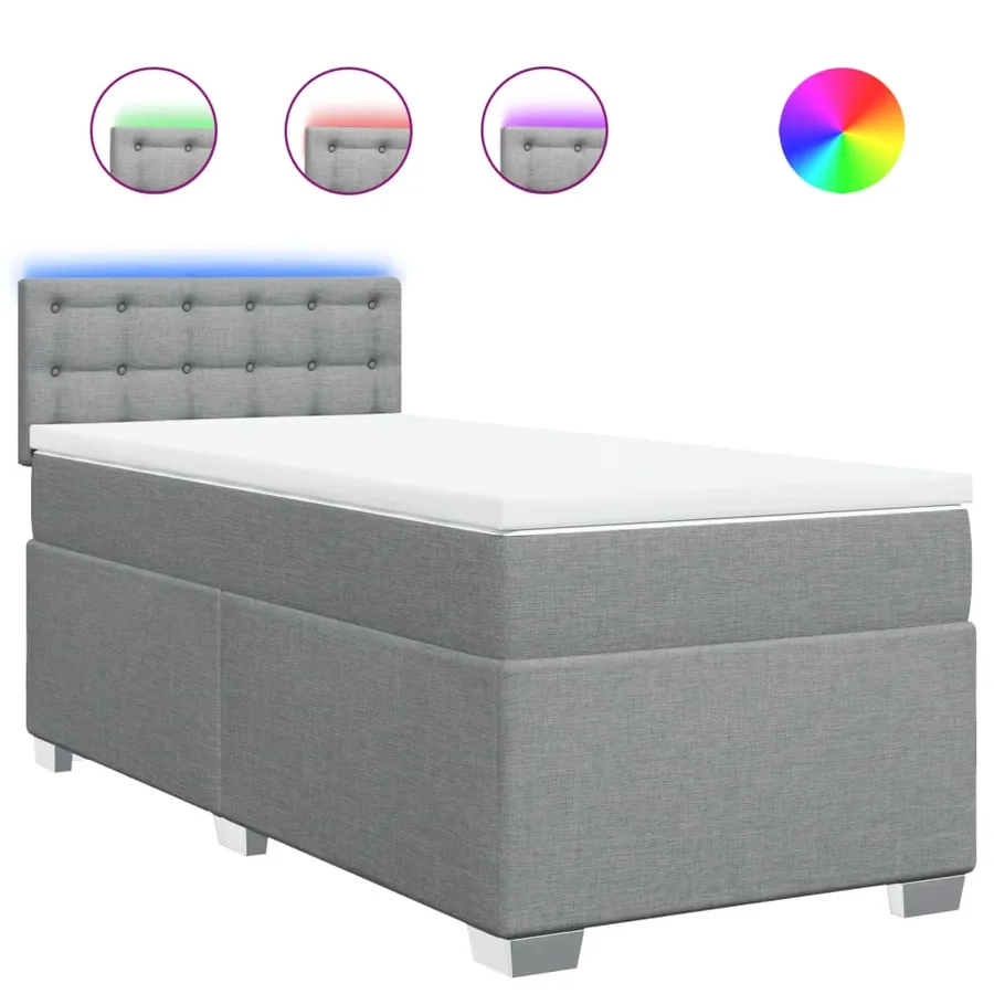 Sommier à lattes de lit avec matelas Gris clair 100x200cm Tissu - 2