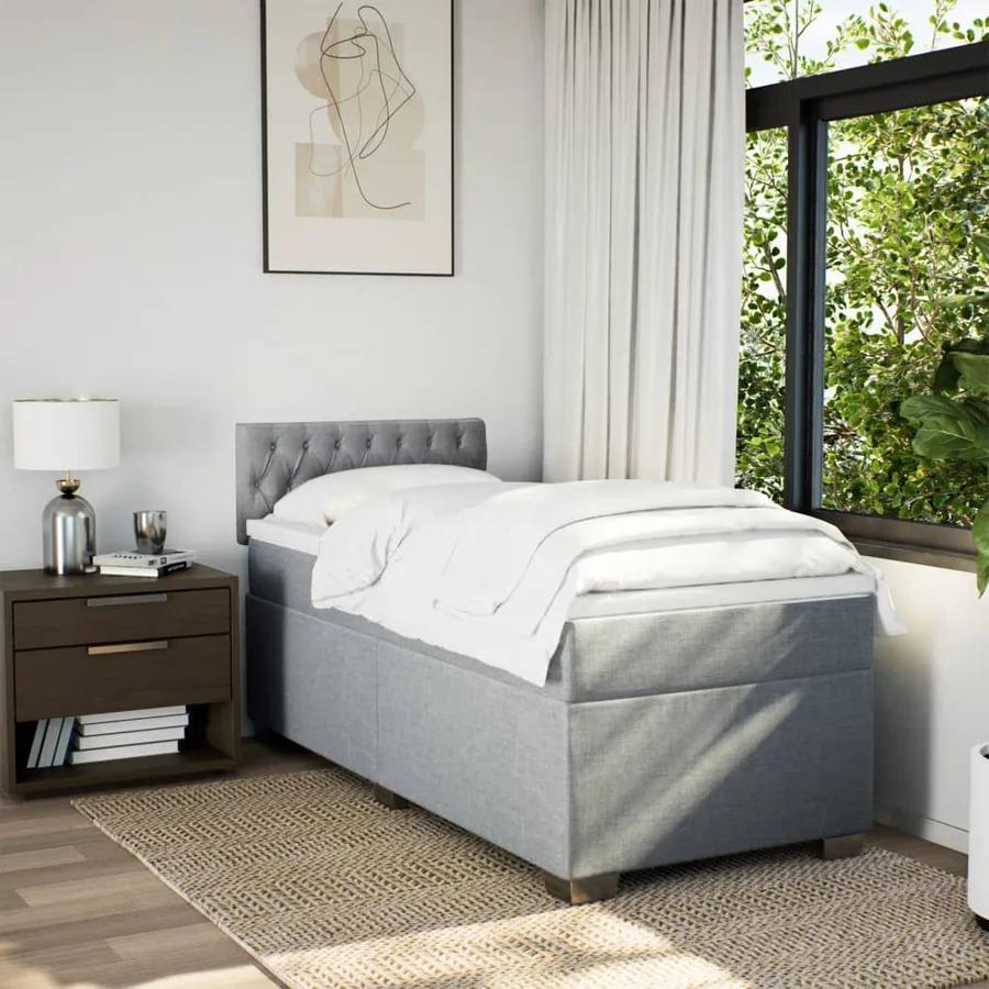 Sommier à lattes de lit avec matelas Gris clair 100x200cm Tissu - 3