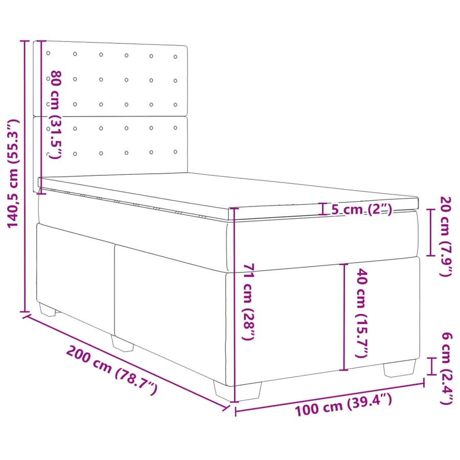 Sommier à lattes de lit avec matelas Gris clair 100x200cm Tissu - 13