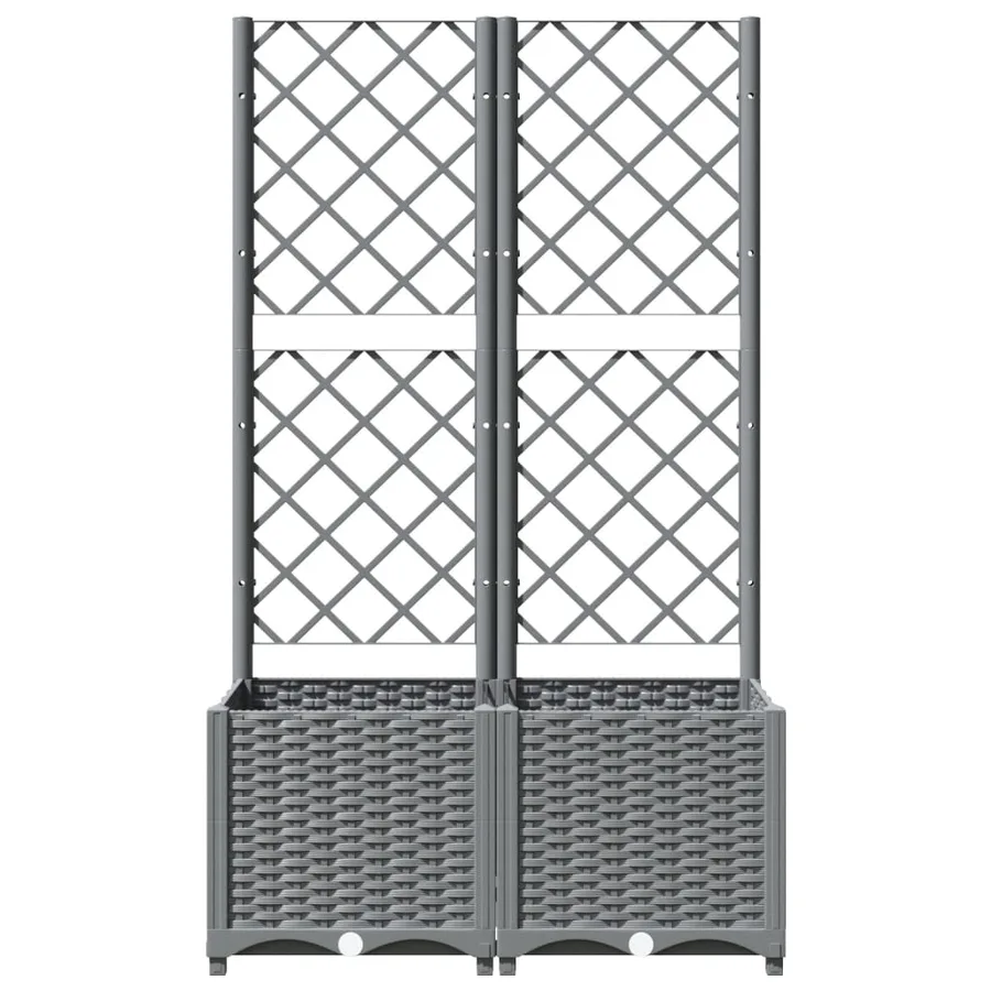 Planter with trellis Light grey 80x40x136 cm PP - 3