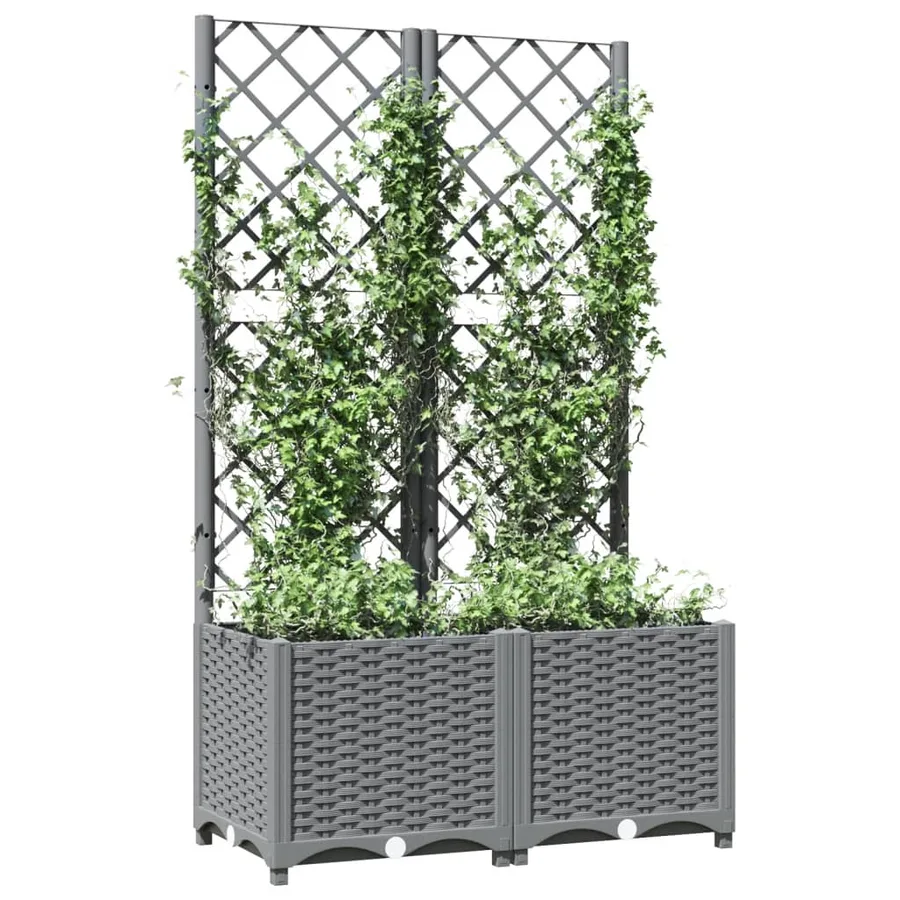 Planter with trellis Light grey 80x40x136 cm PP - 7