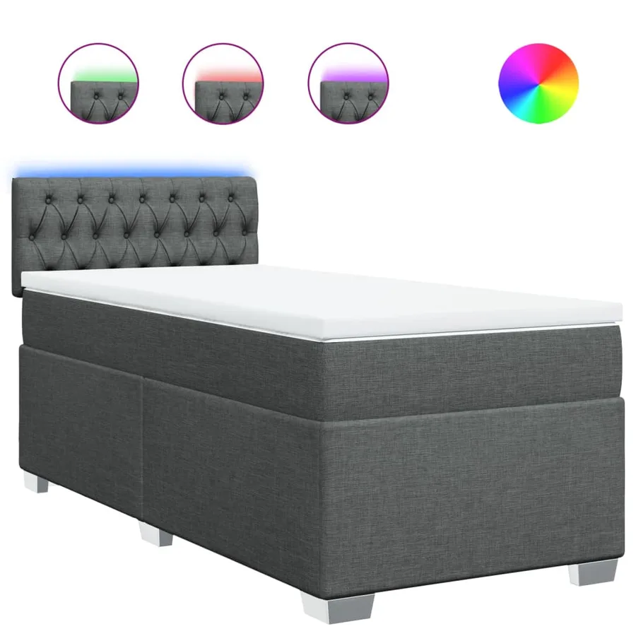 Sommier à lattes de lit avec matelas Gris foncé 100x200cm Tissu - 2