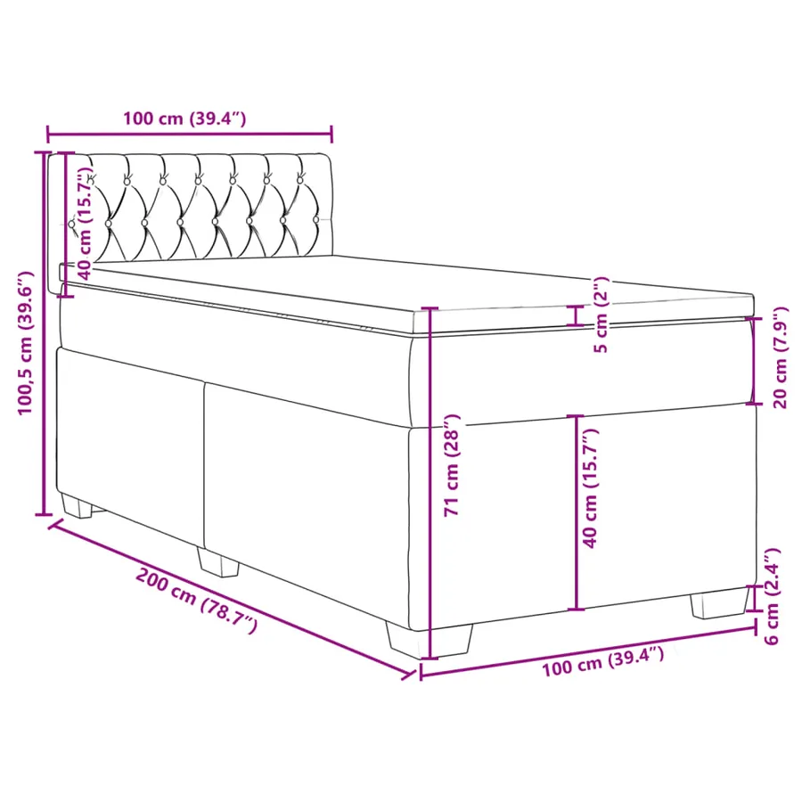 Sommier à lattes de lit avec matelas Taupe 100x200 cm Tissu - 13