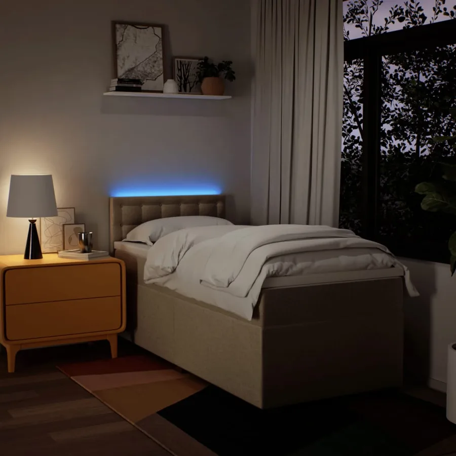 Sommier à lattes de lit avec matelas Crème 100x200 cm Tissu - 5
