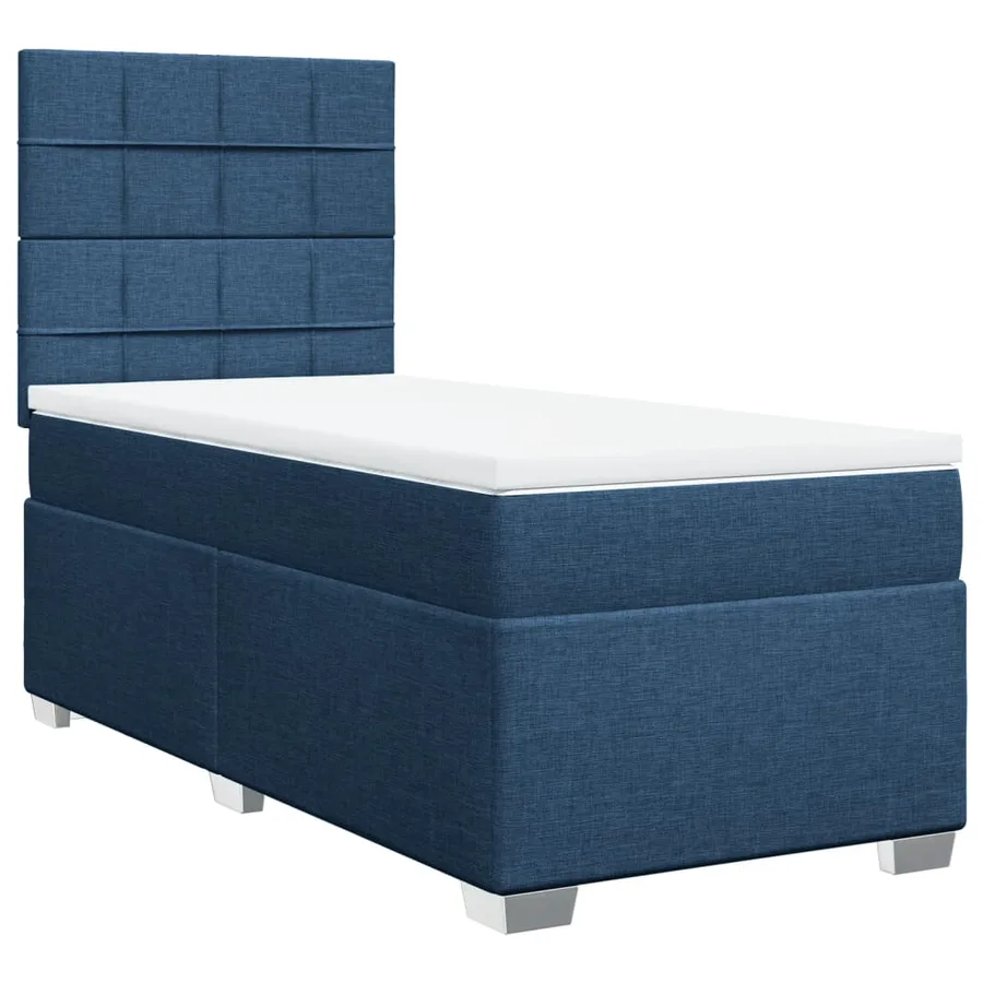 Sommier à lattes de lit avec matelas Bleu 100x200 cm Tissu - 2