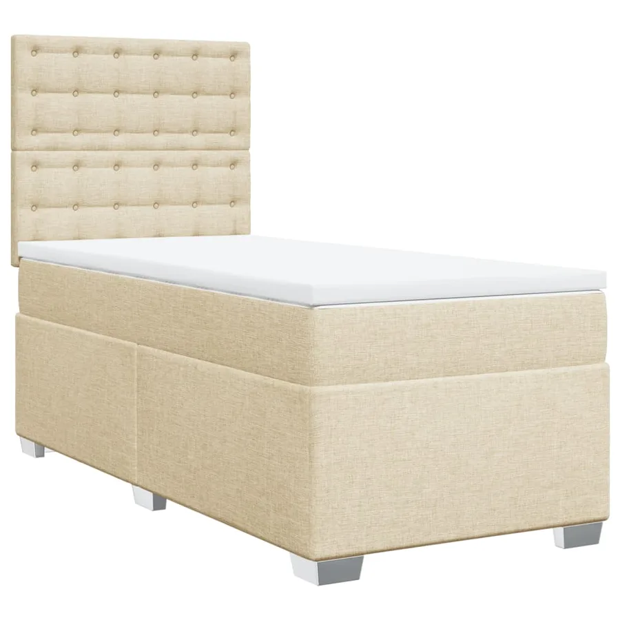 Sommier à lattes de lit avec matelas Crème 100x200 cm Tissu - 2