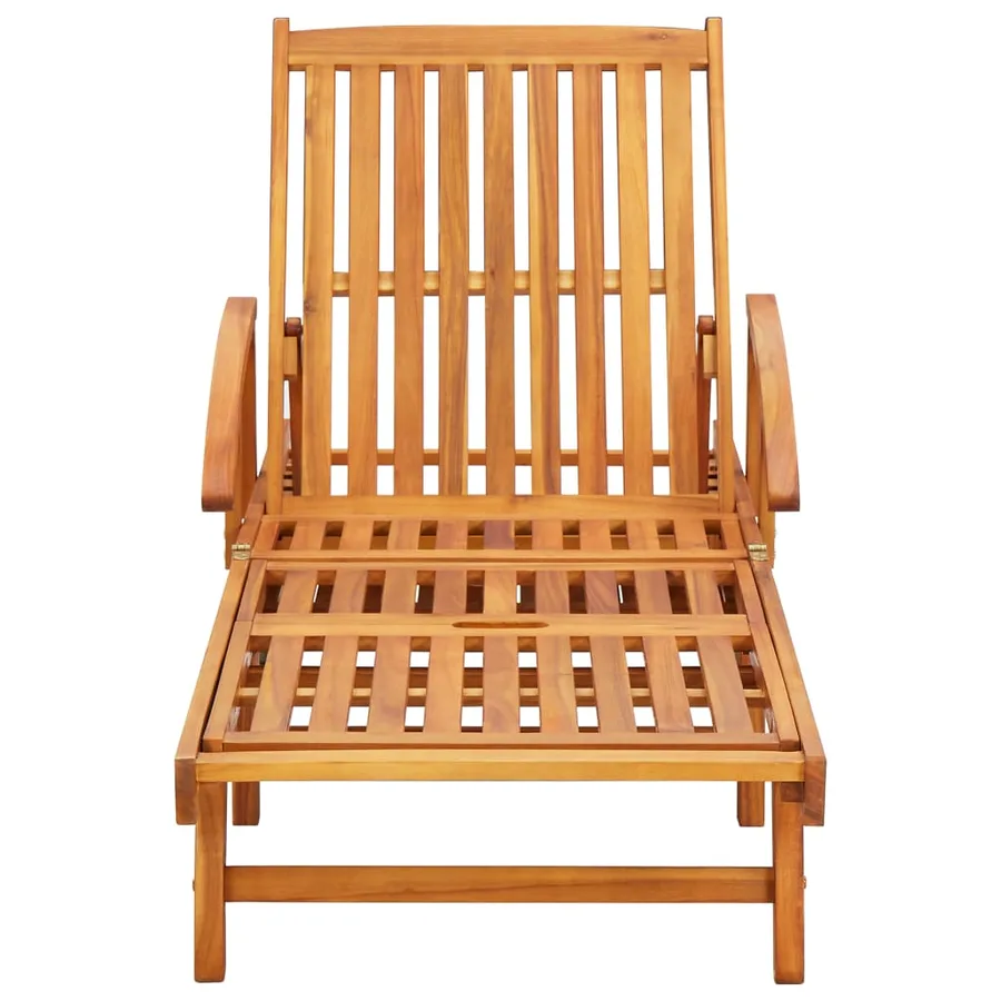 Chaise longue de jardin avec coussin Bois d'acacia solide - 3