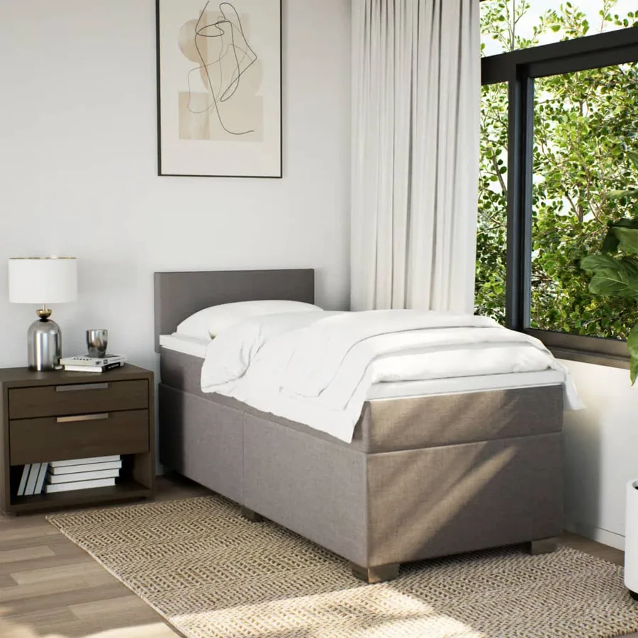 Sommier à lattes de lit avec matelas Taupe 100x200 cm Tissu - 3