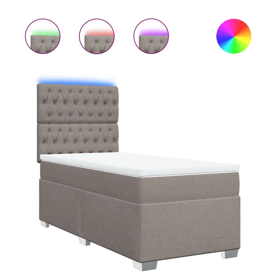 Sommier à lattes de lit avec matelas Taupe 100x200 cm Tissu - 2