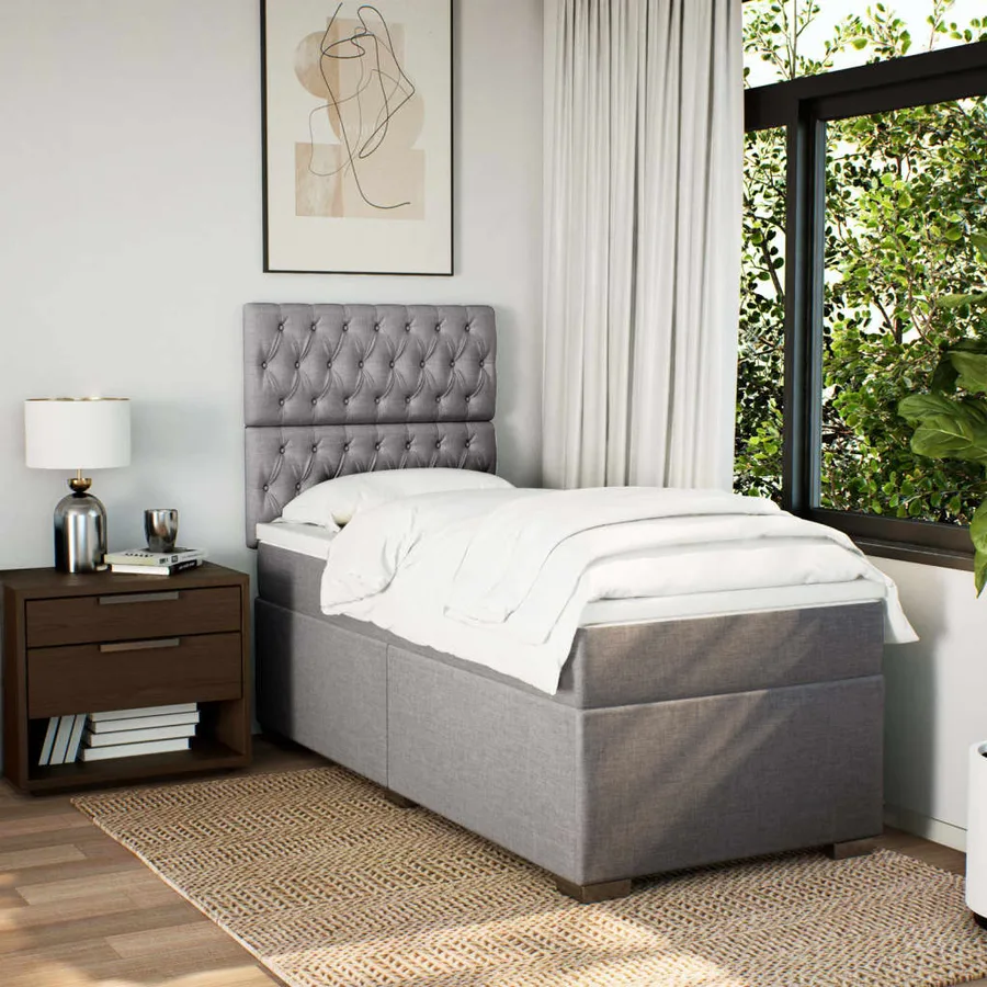 Sommier à lattes de lit avec matelas Taupe 100x200 cm Tissu - 4