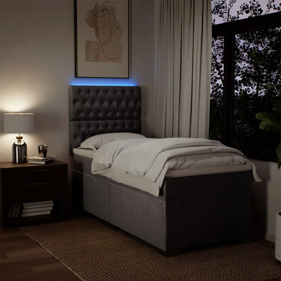 Sommier à lattes de lit avec matelas Taupe 100x200 cm Tissu - 5