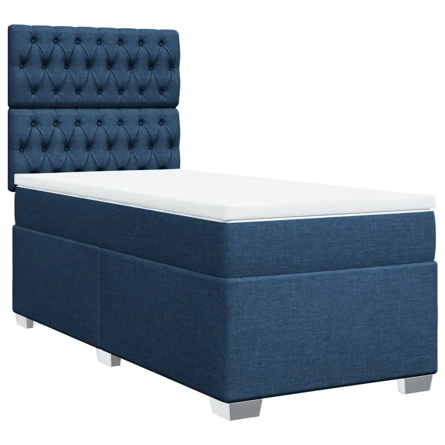 Sommier à lattes de lit avec matelas Bleu 100x200 cm Tissu - 3