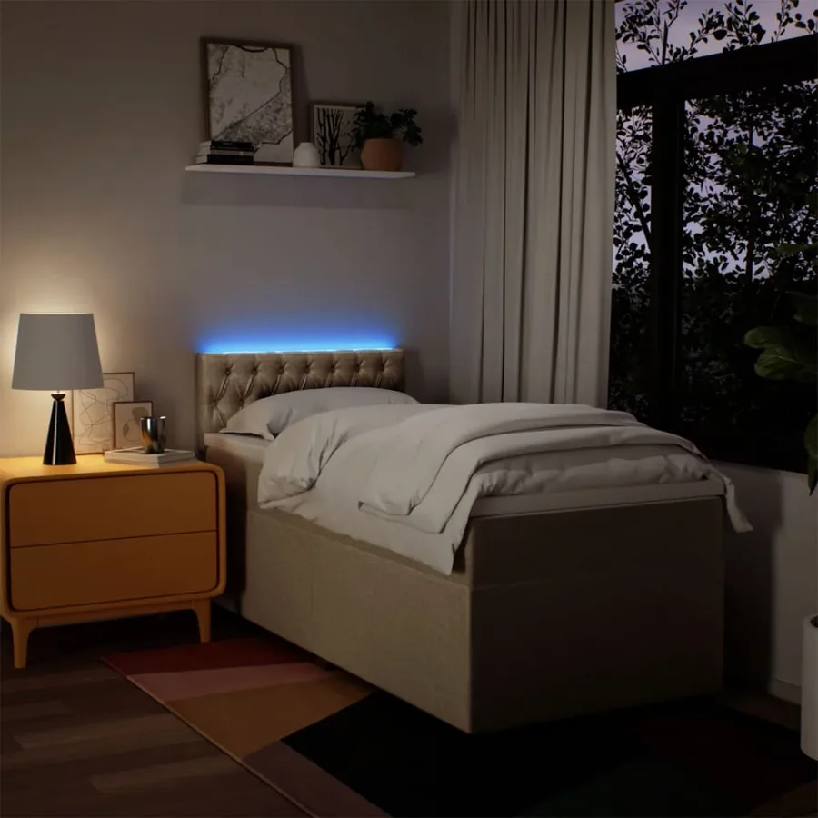 Sommier à lattes de lit avec matelas Crème 100x200 cm Tissu - 5