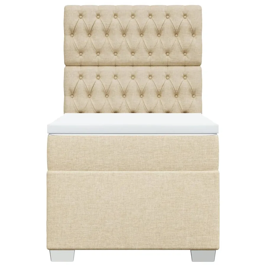 Sommier à lattes de lit avec matelas Crème 100x200 cm Tissu - 4