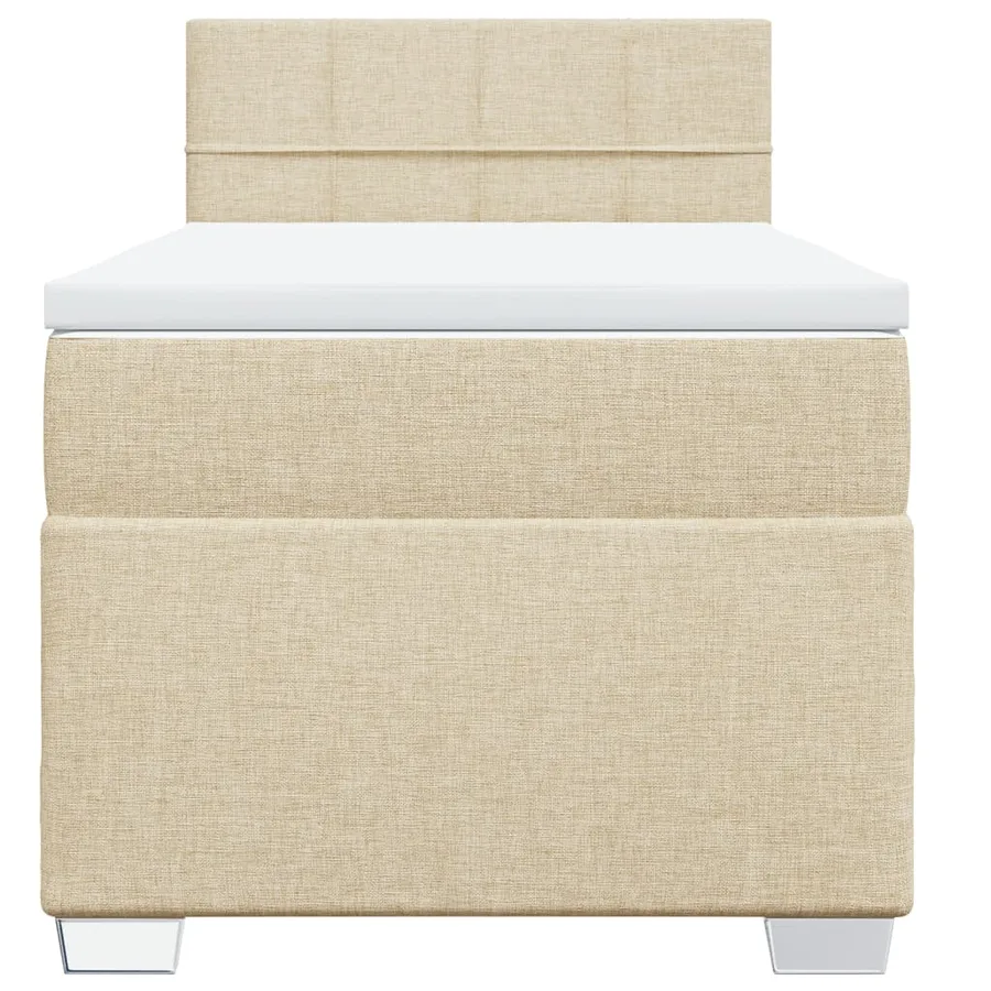 Sommier à lattes de lit avec matelas Crème 100x200 cm Tissu - 4
