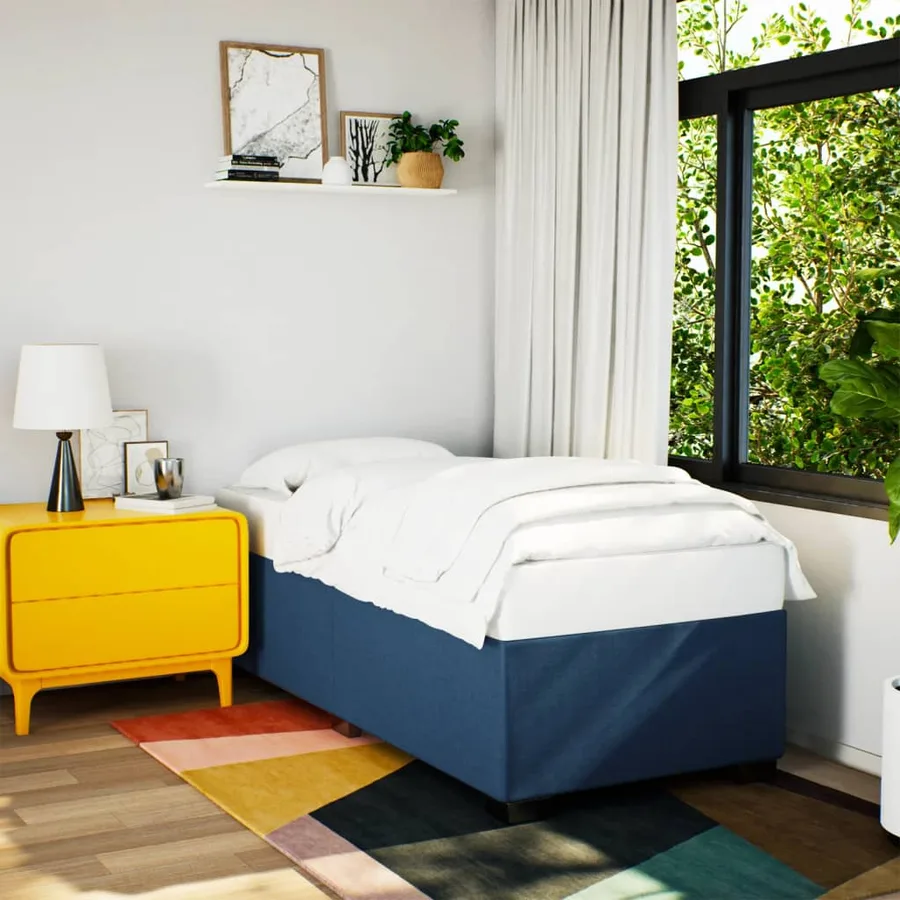 Sommier à lattes de lit avec matelas Bleu 90x200 cm Tissu - 3