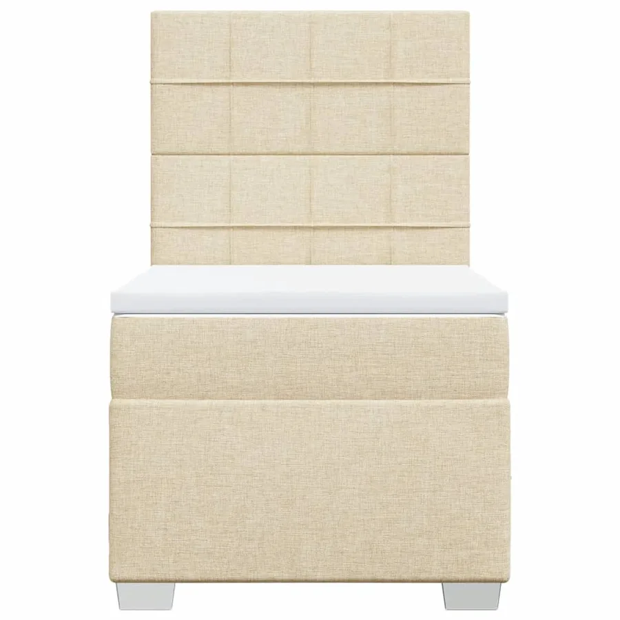 Sommier à lattes de lit avec matelas Crème 90x200 cm Tissu - 4