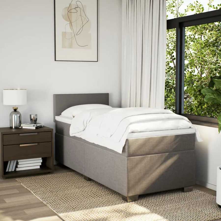 Sommier à lattes de lit avec matelas Taupe 90x200 cm Tissu - 3