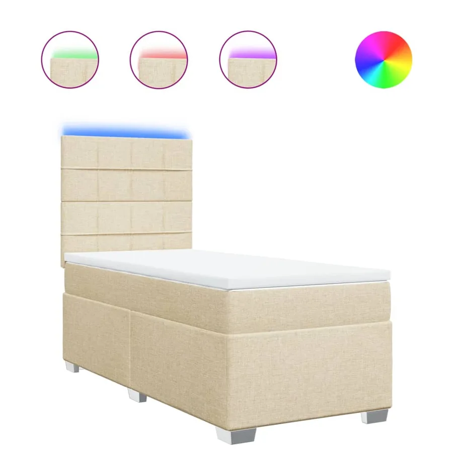 Sommier à lattes de lit avec matelas Crème 90x200 cm Tissu - 2