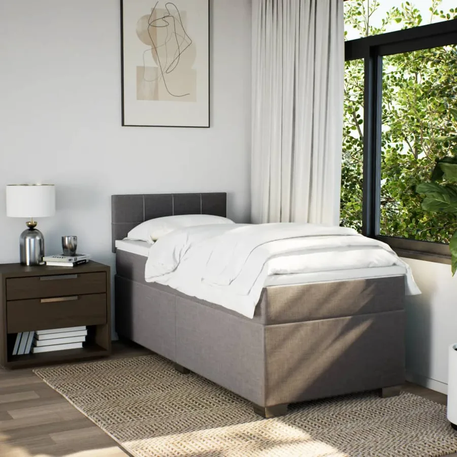 Sommier à lattes de lit avec matelas Taupe 90x200 cm Tissu - 3