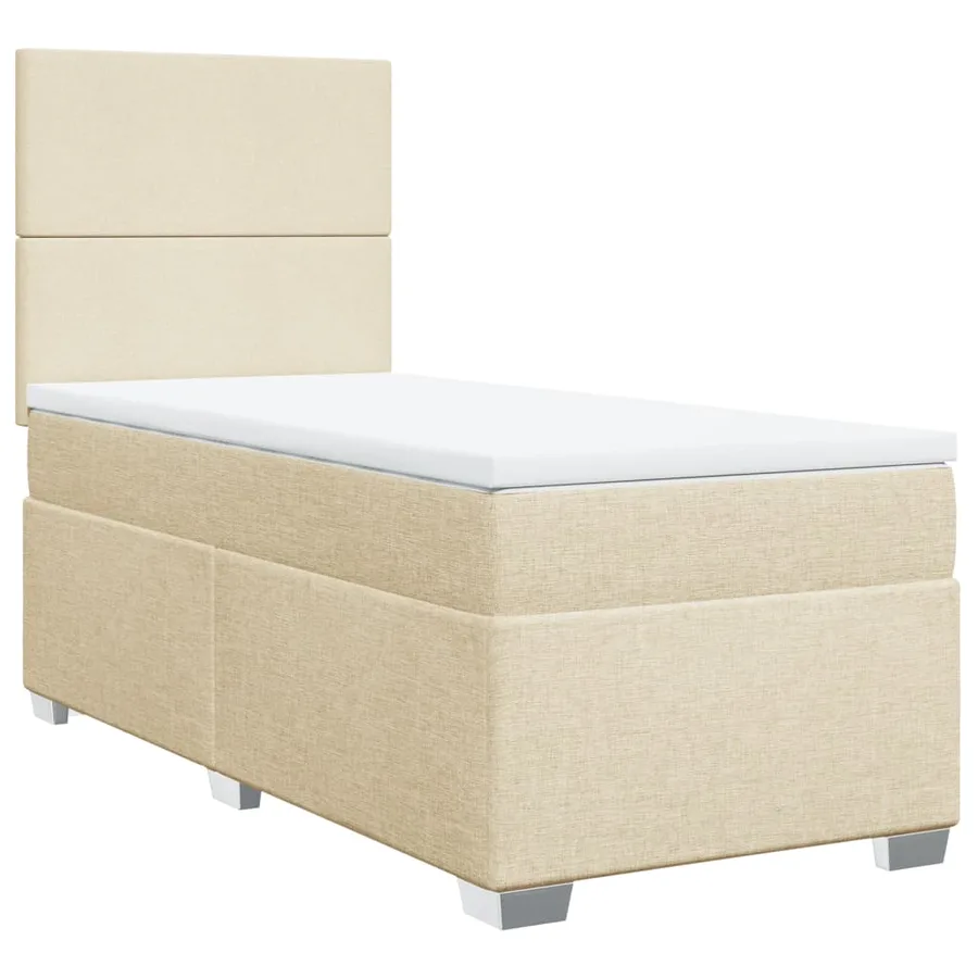 Sommier à lattes de lit avec matelas Crème 90x200 cm Tissu - 3