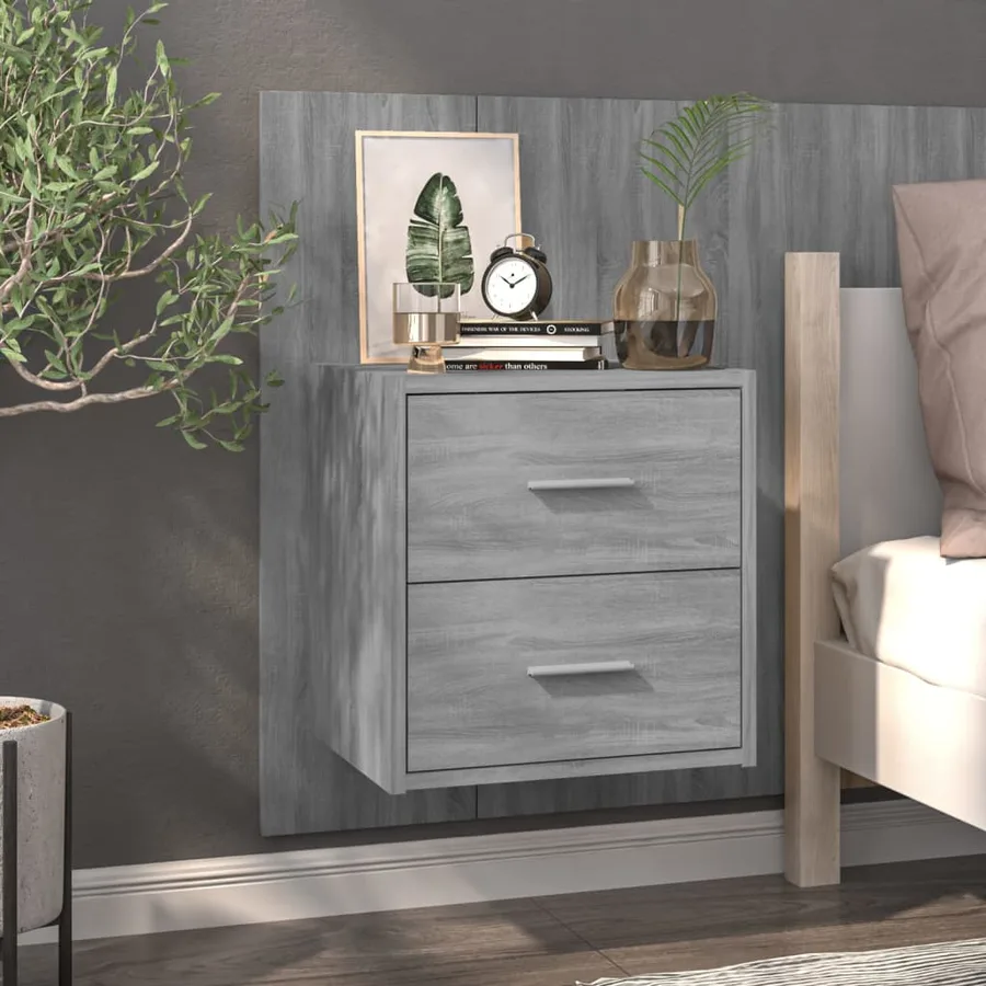 Tables de chevet murales 2 pcs Sonoma gris - 3