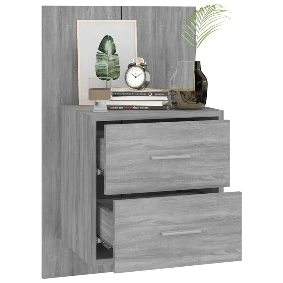 Tables de chevet murales 2 pcs Sonoma gris - 8