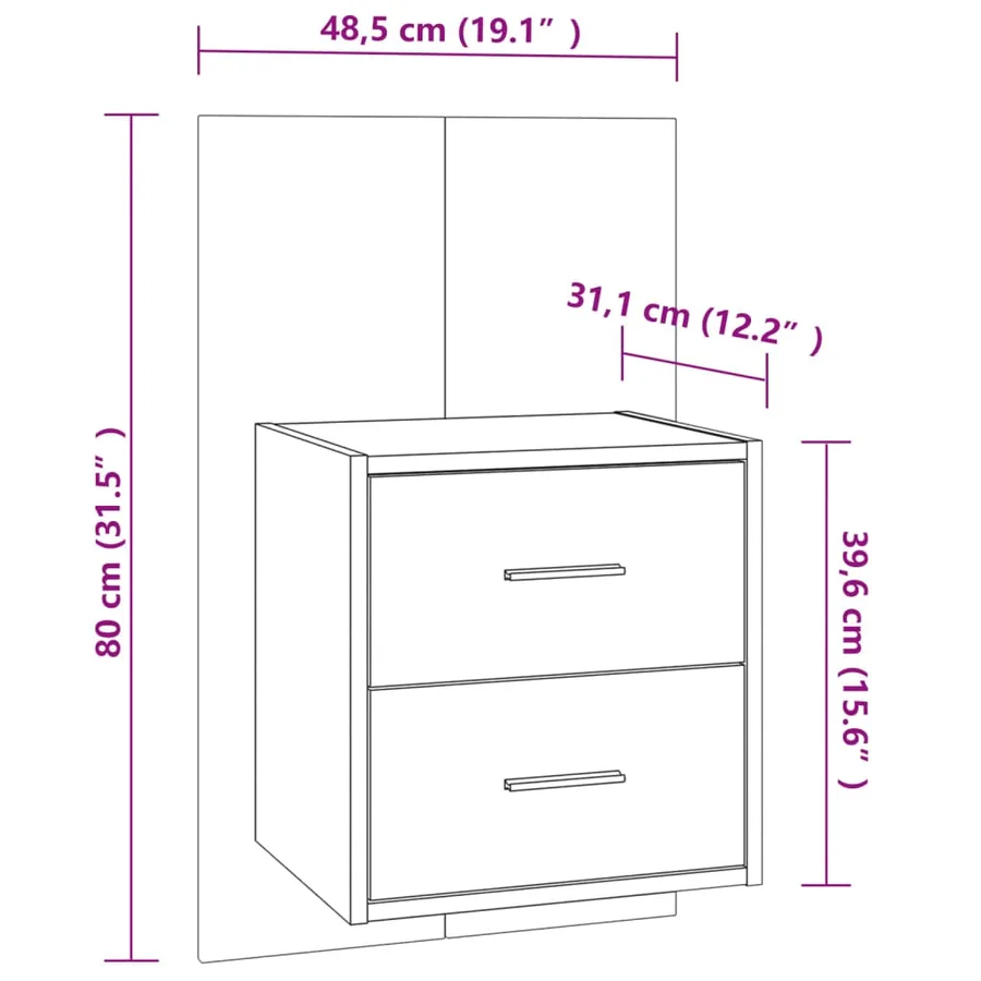 Tables de chevet murales 2 pcs Sonoma gris - 9