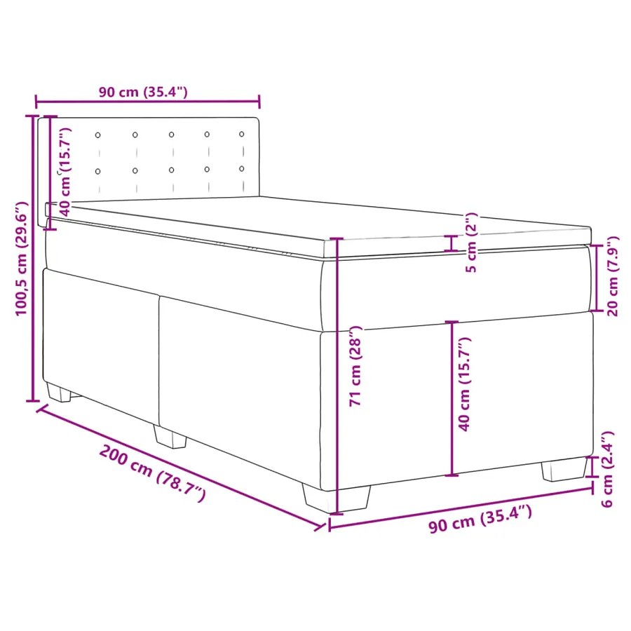 Sommier à lattes de lit avec matelas Taupe 90x200 cm Tissu - 13