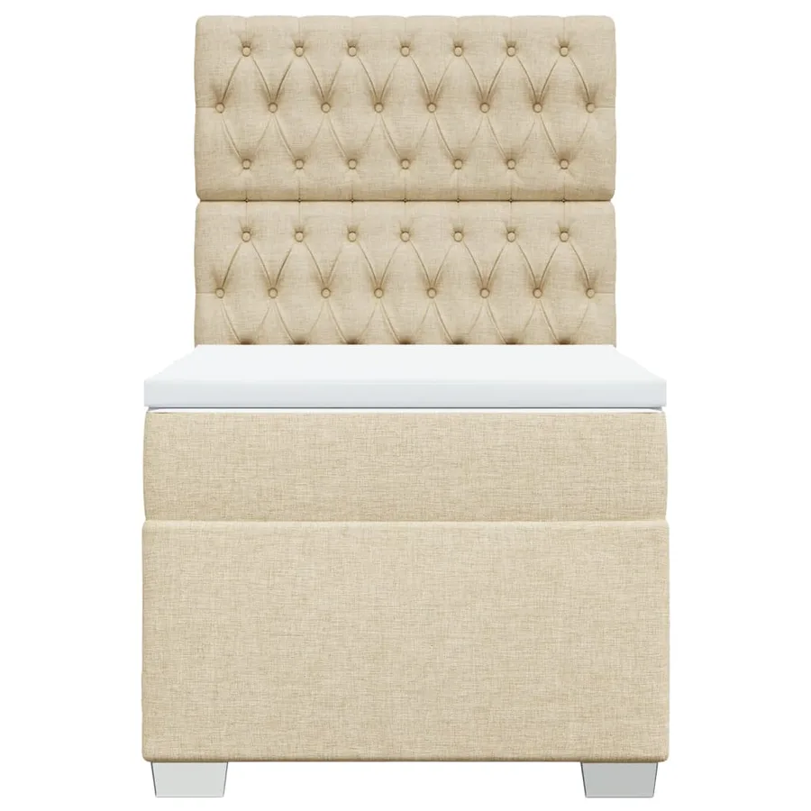 Sommier à lattes de lit avec matelas Crème 90x200 cm Tissu - 6