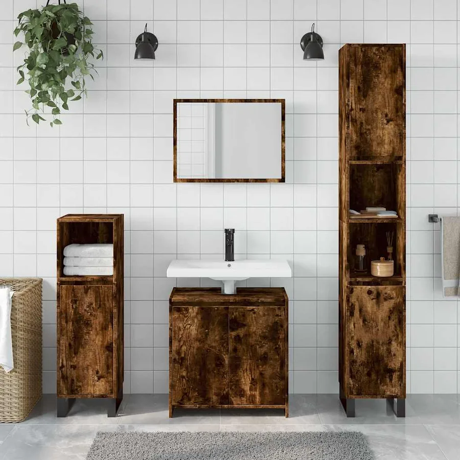 Ensemble de meubles de salle de bain 2 pcs Chêne fumé - 3