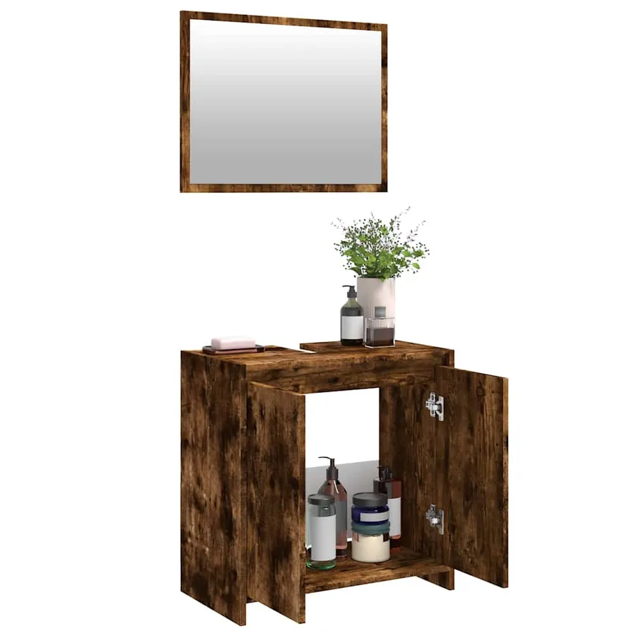 Ensemble de meubles de salle de bain 2 pcs Chêne fumé - 4