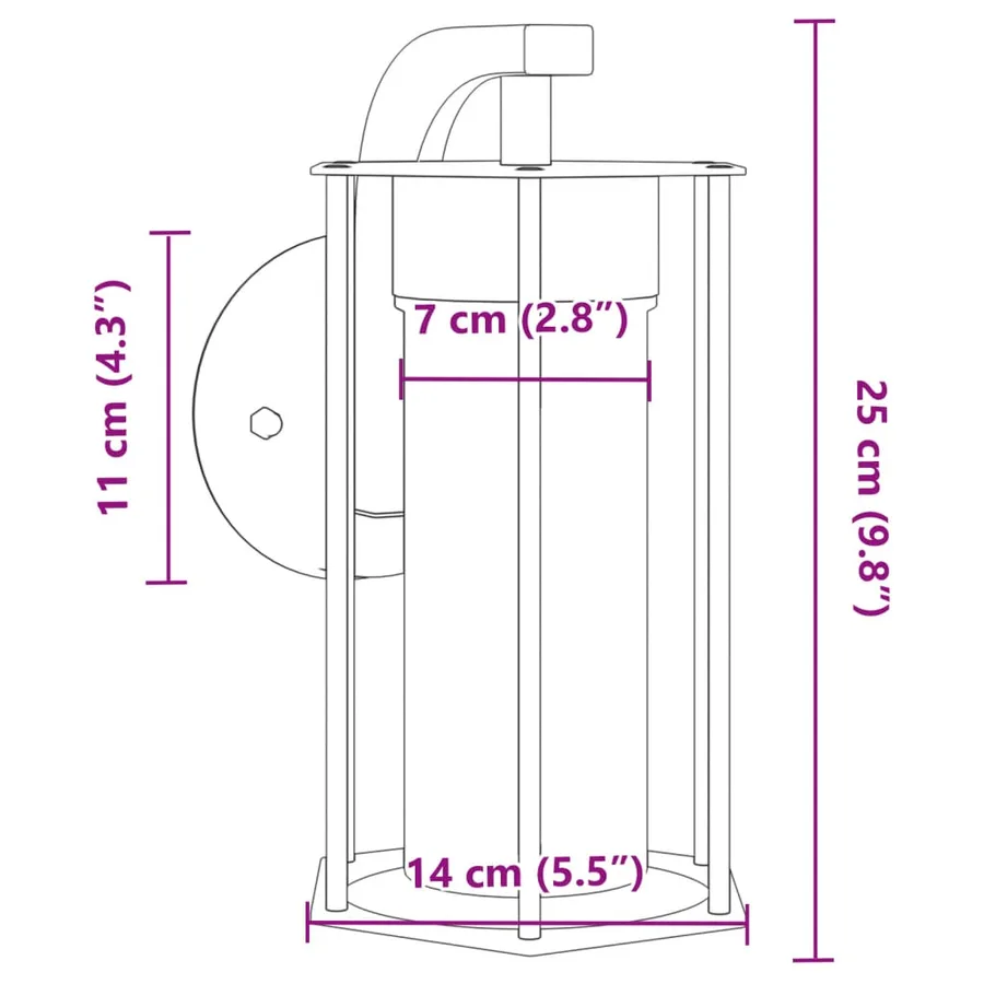 Appliques murales d'extérieur 2 pcs noir acier inoxydable - 7