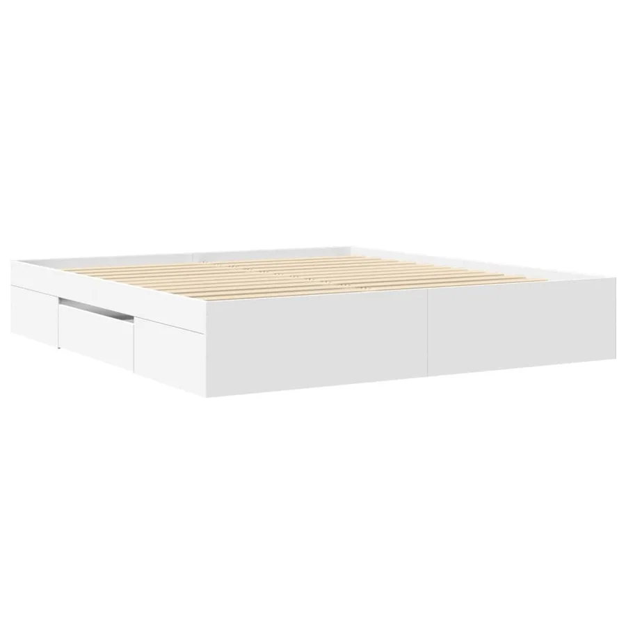 Cadre de lit sans matelas blanc 180x200 cm bois d'ingénierie - 7
