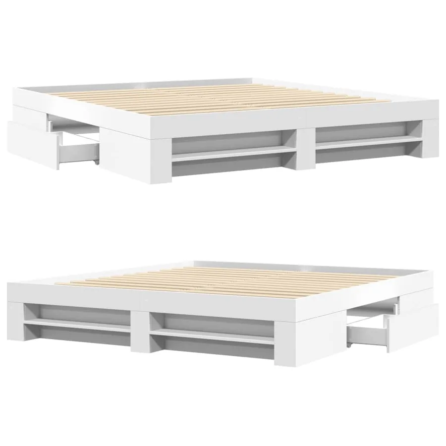 Cadre de lit sans matelas blanc 180x200 cm bois d'ingénierie - 8