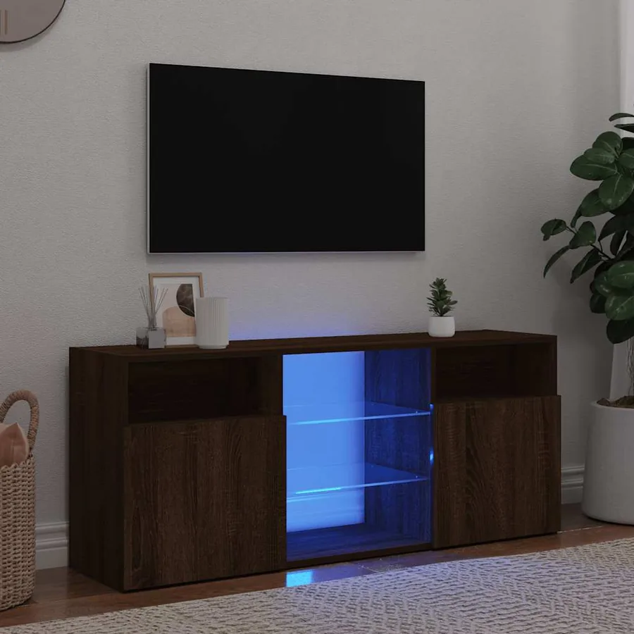 Meuble TV avec lumières LED Chêne marron 120x30x50 cm