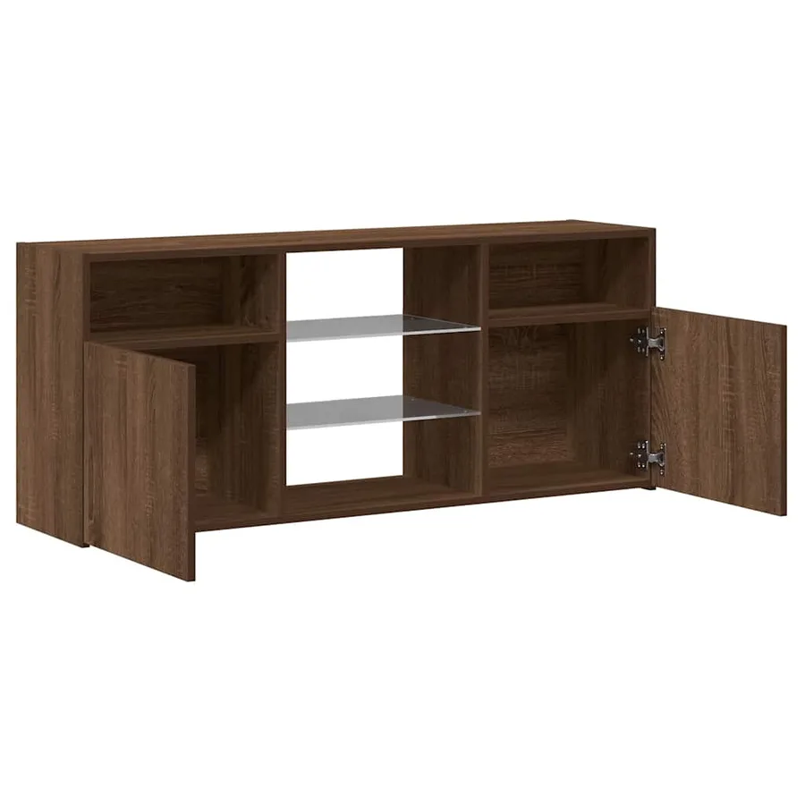 Meuble TV avec lumières LED Chêne marron 120x30x50 cm - 10