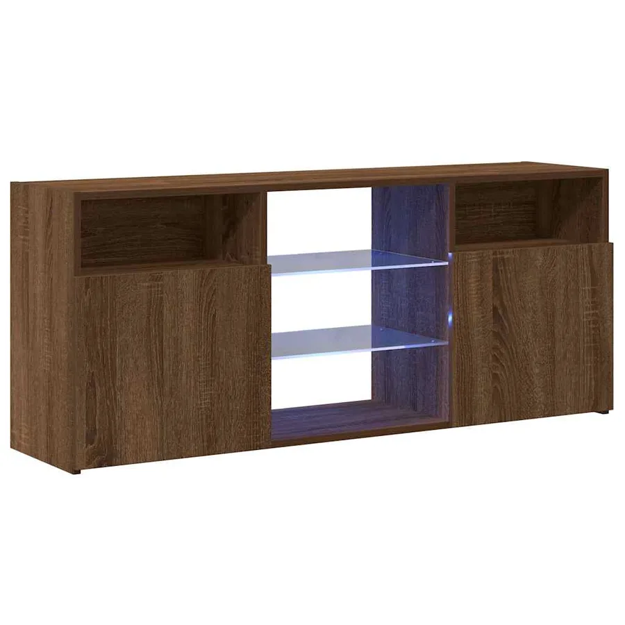 Meuble TV avec lumières LED Chêne marron 120x30x50 cm - 3