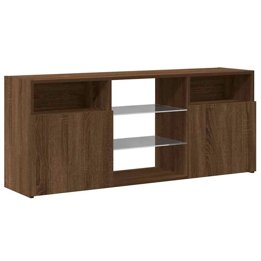 Meuble TV avec lumières LED Chêne marron 120x30x50 cm - 6
