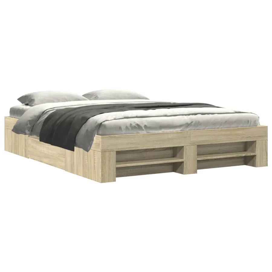 Cadre de lit sans matelas chêne sonoma 160x200 cm - 2