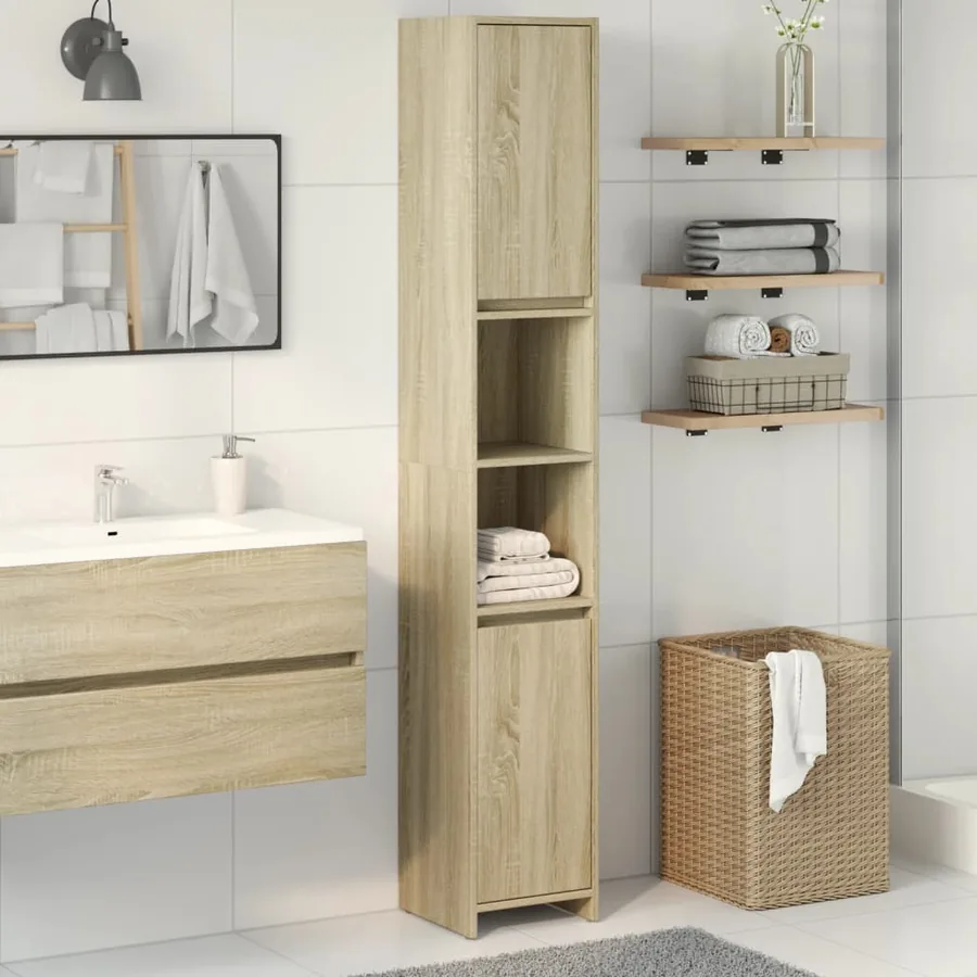 Armoire de salle de bain Chêne sonoma 30x30x183,5 cm Aggloméré